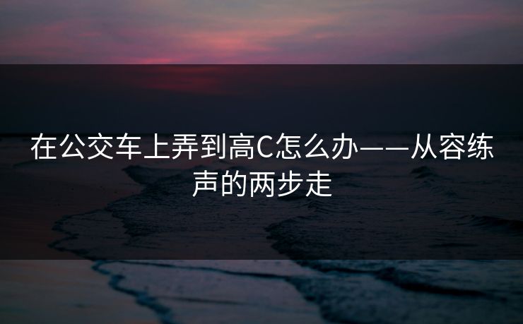 在公交车上弄到高C怎么办——从容练声的两步走