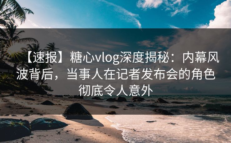 【速报】糖心vlog深度揭秘：内幕风波背后，当事人在记者发布会的角色彻底令人意外