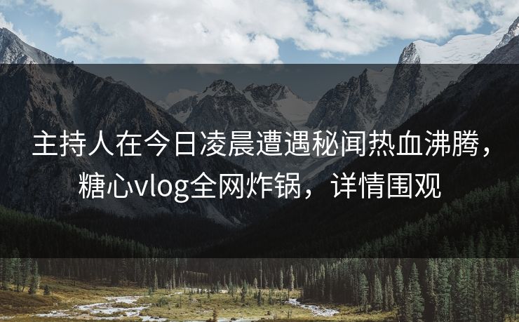 主持人在今日凌晨遭遇秘闻热血沸腾，糖心vlog全网炸锅，详情围观