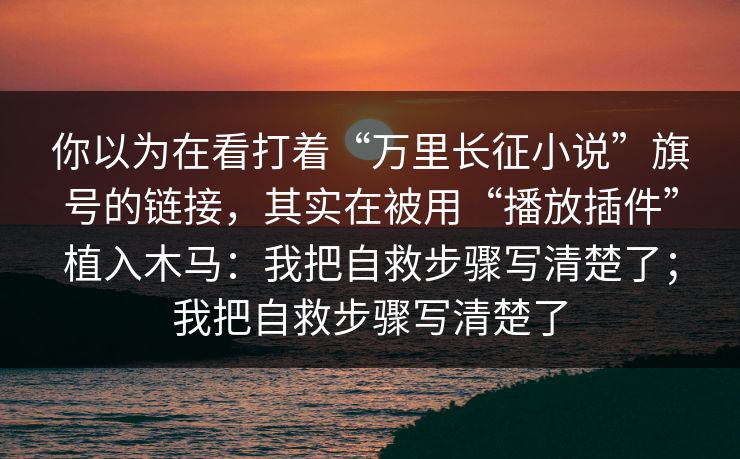 你以为在看打着“万里长征小说”旗号的链接，其实在被用“播放插件”植入木马：我把自救步骤写清楚了；我把自救步骤写清楚了