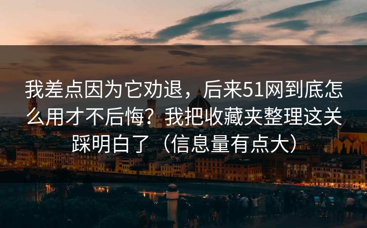 我差点因为它劝退，后来51网到底怎么用才不后悔？我把收藏夹整理这关踩明白了（信息量有点大）